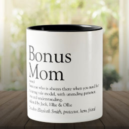 Bonus Mom Definition Quote Fun Modern Two-Tone Coffee Mug