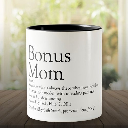 Bonus Mom Definition Quote Fun Modern Two_Tone Coffee Mug