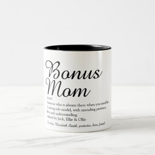 Bonus Mom Definition Quote Fun Stylish Two_Tone Coffee Mug