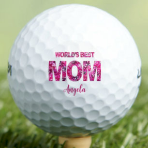 Bonus Mom Gift Mothers Day - Pink Floral Name Golf Balls