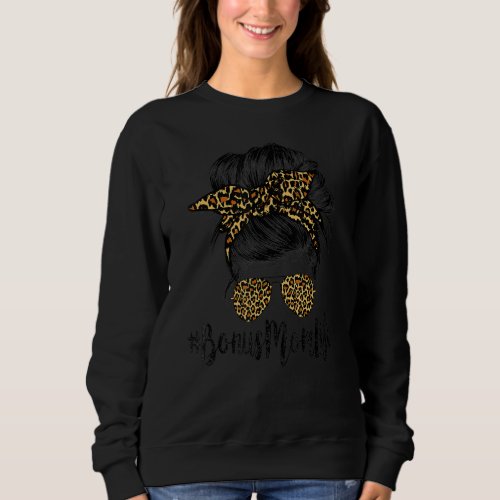 Bonus Mom Life Hair Bandana Glasses Leopard Mother Sweatshirt