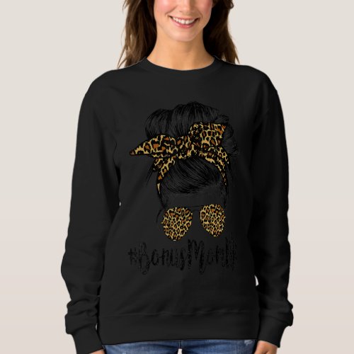 Bonus Mom Life Hair Bandana Glasses Leopard Mother Sweatshirt