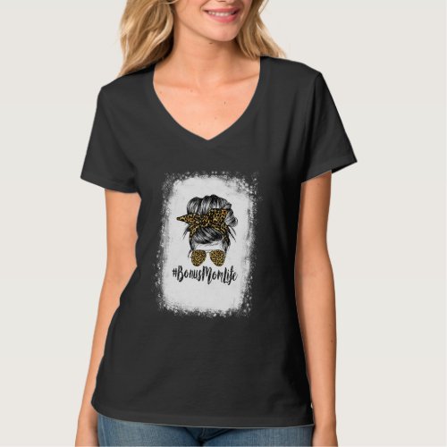 Bonus Mom Life Hair Bandana Glasses Leopard Mother T_Shirt