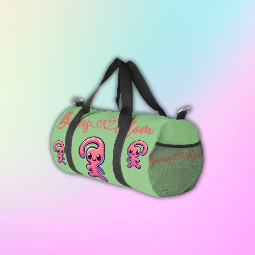 Bonus Mom _ Modern in Pink  Green  Duffle Bag