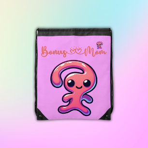 Bonus Mom - Modern in Pink & Pink Drawstring Bag