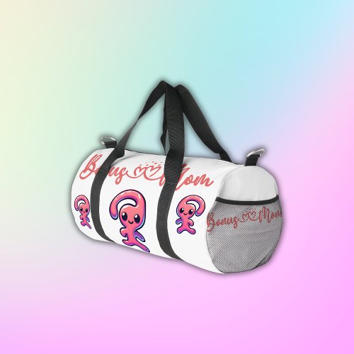 Bonus Mom _ Modern in Pink  White  Duffle Bag
