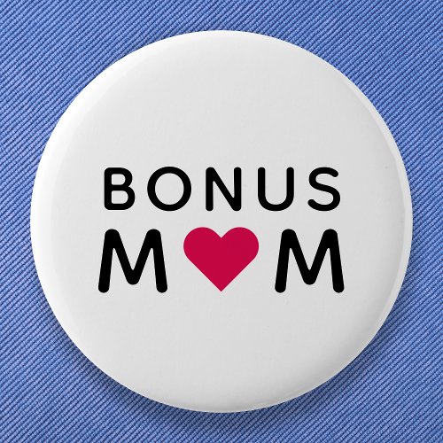 Bonus Mom | Modern Pink Heart Mother's Day Button Bonus Mom Modern Pink Heart Mothers Day Button