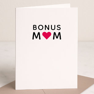 Bonus Mom Modern Pink Heart Mother's Day Card