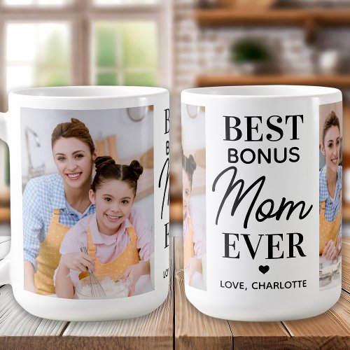 BONUS MOM Personalized 2 Photo Mothers Day Coffee Mug