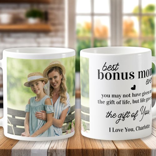 BONUS MOM Personalized Photo Step Mothers Day Coffee Mug