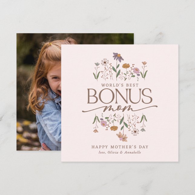 Bonus Mom Photo Mother's Day Card (Front/Back)