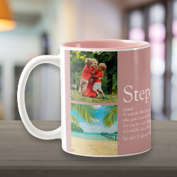 Bonus Mom, Stepmom Definition 4 Photo Collage Pink Two-Tone Coffee Mug