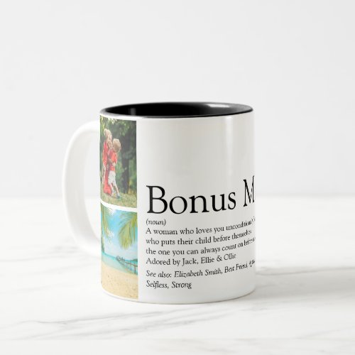Bonus Mom Stepmom Definition 4 Photo Collage Two_Tone Coffee Mug