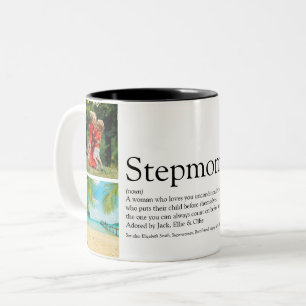 Bonus Mom Stepmom Definition Fun 4 Photo Collage Two-Tone Coffee Mug