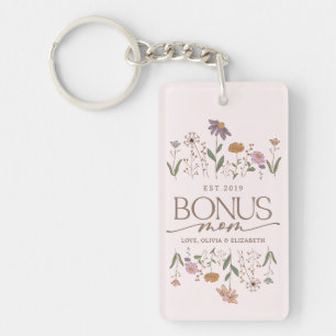 Bonus Mom Year Established Typography Photo Keychain