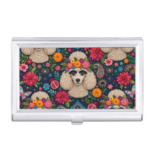 Boo22 Artist Poodle Boho Floral – Colorful Poodle Business Card Case
