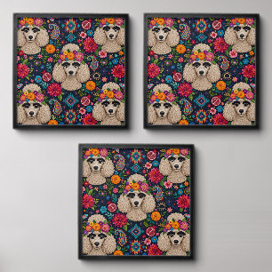Boo22 Artist Poodle Boho Floral – Colorful Poodle Peel And Stick Photo Tile