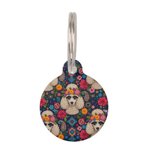 Boo22 Artist Poodle Boho Floral – Colorful Poodle Pet ID Tag