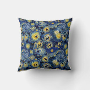 Boo22 Artist Poodle Boho Floral – Colorful Poodle Throw Pillow