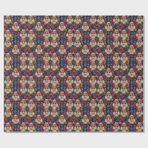 Boo22 Artist Poodle Boho Floral – Colorful Poodle Wrapping Paper