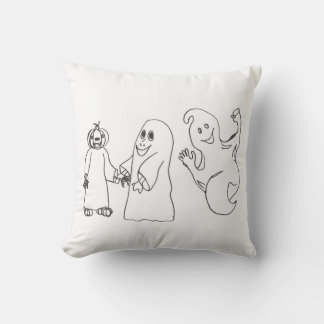 BOO 3 cute ghost trick or treaters Throw Pillow