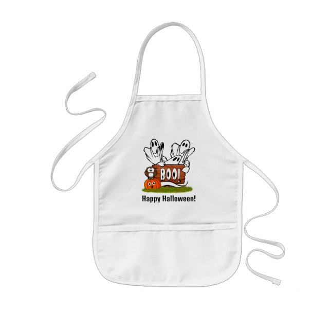 BOO! A Spooked Pumpkin Kids' Apron (Front)