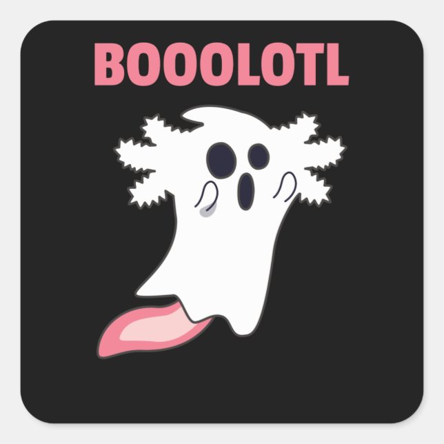 Boo Axolotl Lovers Cute Animals For Halloween Square Sticker (Front)