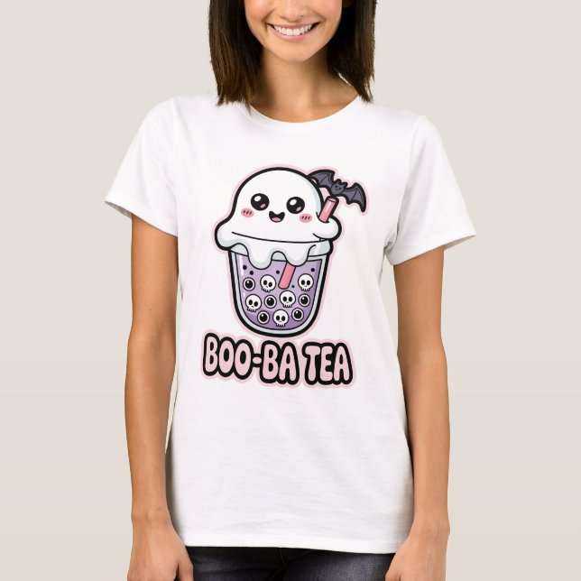 Boo-Ba Tea Funny Ghost Boba T-Shirt | Cute Kawaii  (Front)