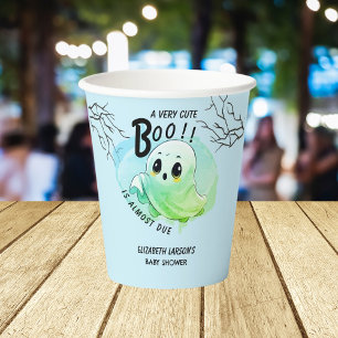 Boo Baby Shower Halloween Blue Themed Cute Party Paper Cups