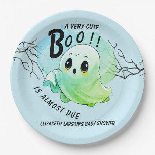 Boo Baby Shower Halloween Blue Themed Cute Party Paper Plates