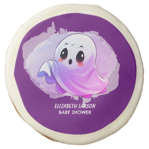 Boo Baby Shower Halloween Deep Purple Themed Party Sugar Cookie