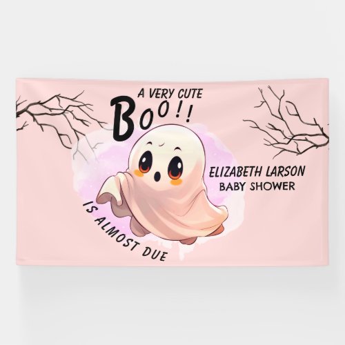 Boo Baby Shower Halloween Pink themed Cute Party Banner