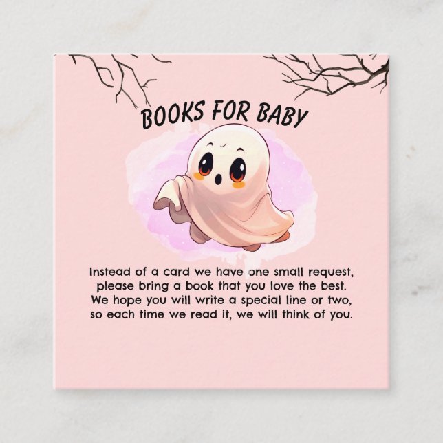 Boo Baby Shower Halloween Pink themed Cute Party Enclosure Card (Front)