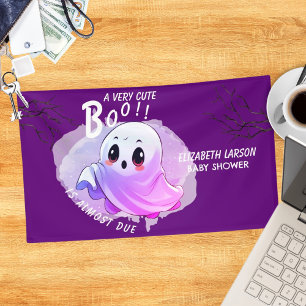 Boo Baby Shower Halloween Purple Themed Cute Party Banner