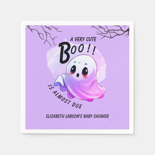 Boo Baby Shower Halloween Purple Themed Cute Party Napkins