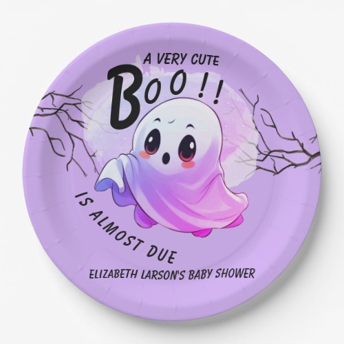 Boo Baby Shower Halloween Purple Themed Cute Party Paper Plates