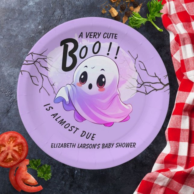 Boo Baby Shower Halloween Purple Themed Cute Party Paper Plates (Creator Uploaded)