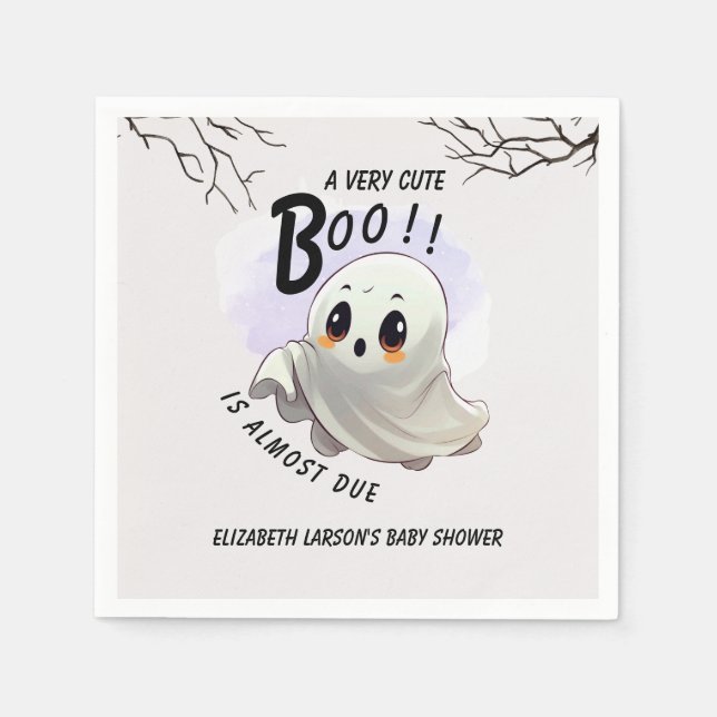 Boo Baby Shower Halloween themed Cute Party Napkins (Front)