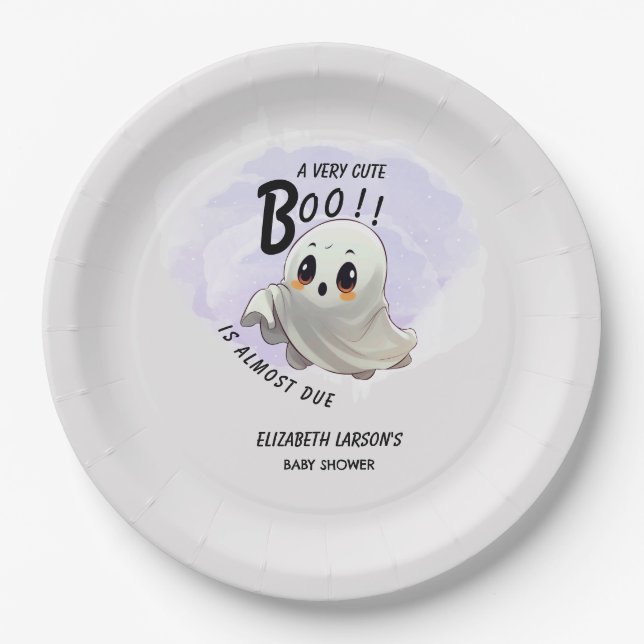 Boo Baby Shower Halloween themed Cute Party Paper Plates (Front)