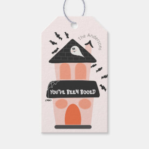 Boo Bag Cute pink and orange haunted house Gift Tags