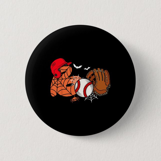 Boo Baseball Halloween Player Catcher Pitcher Spoo Button (Front)