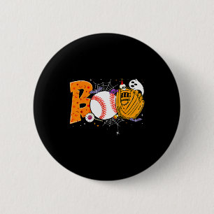 Boo Baseball Player Catcher Tcher Funny Halloween Button