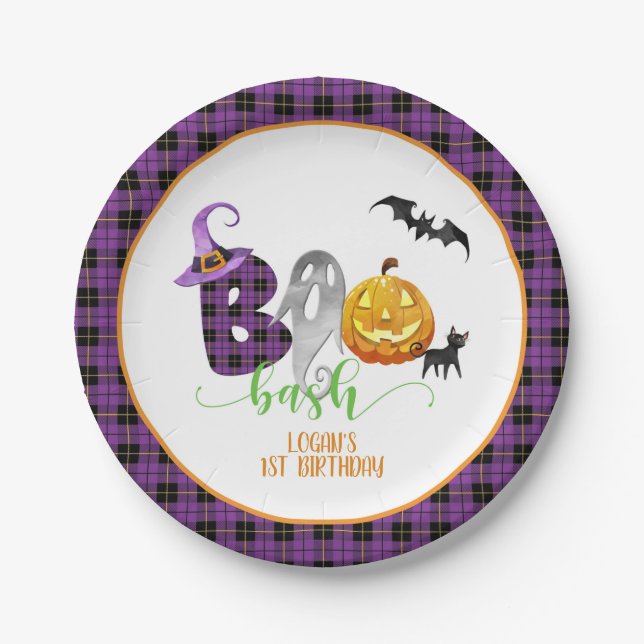 Boo Bash Birthday Party Plate - Custom (Front)