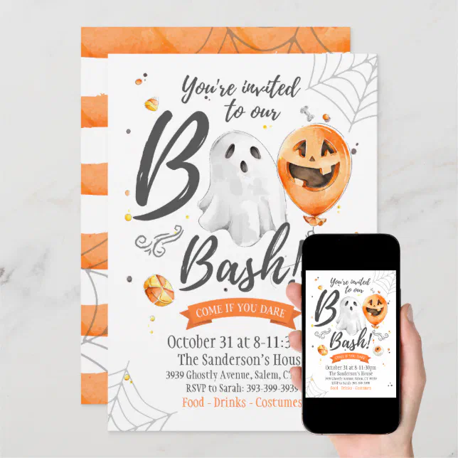 Boo Bash invitation, Halloween Invitation | Zazzle