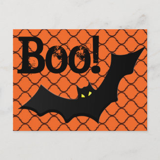Boo! Bat & Chain Link Halloween Postcard