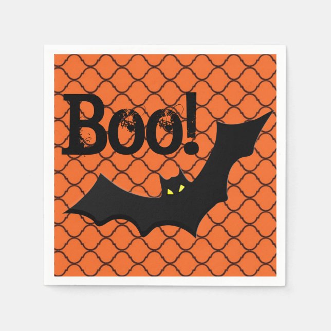 Boo! Bat Halloween Party Napkins (Front)