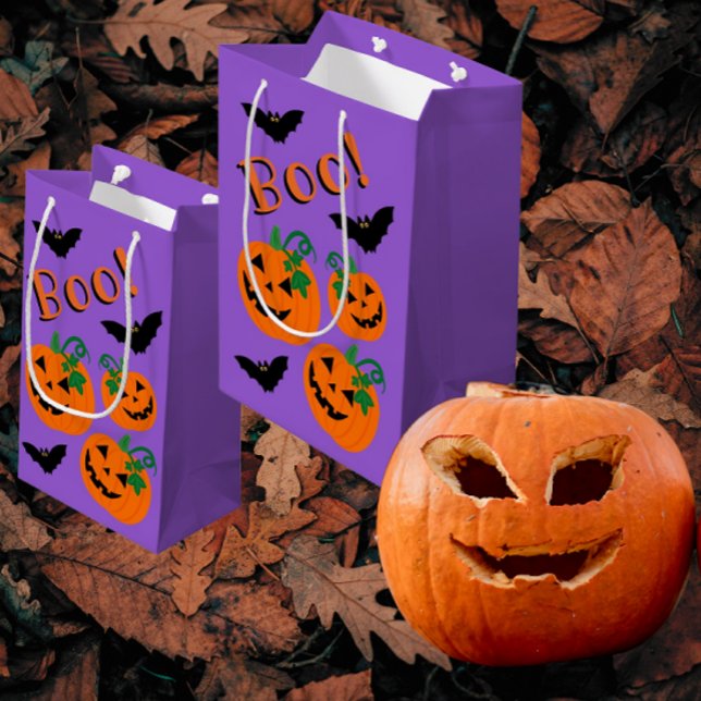 Boo Bats Pumpkins Trick or Treat  Medium Gift Bag (Fun trick or treat bags!)
