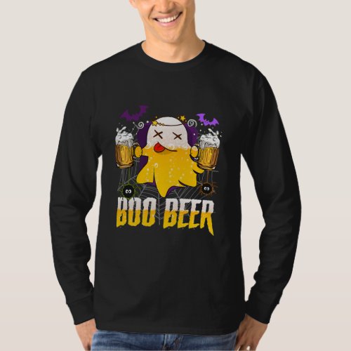 Boo Beer Funny Ghost Dringking Beer Halloween T_Shirt