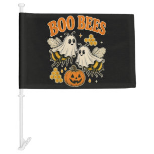 Boo Bees Funny Ghost Bee Pun Cute Halloween Car Flag