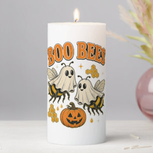 Boo Bees Funny Ghost Bee Pun Cute Halloween Pillar Candle